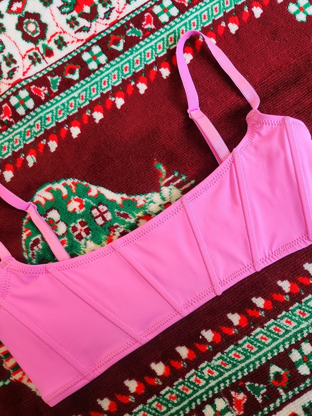 SKIMS Swim Corset Neon Pink Orchid Scoop Neck - Size XS - Picture 2 of 5
